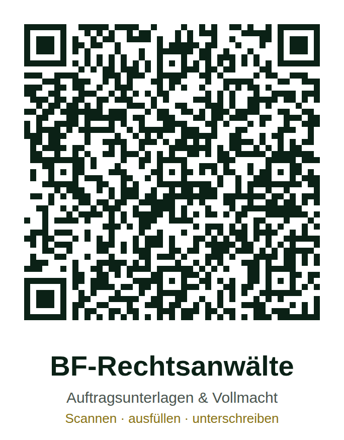 QR-Code: Auftragsunterlagen und Vollmacht BF-Rechtsanwälte