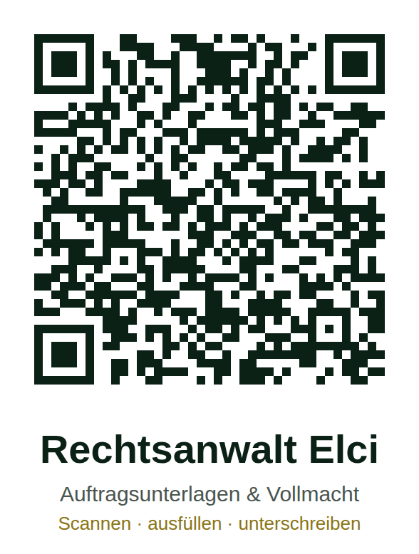 QR-Code: Auftragsunterlagen und Vollmacht Rechtsanwalt Elci
